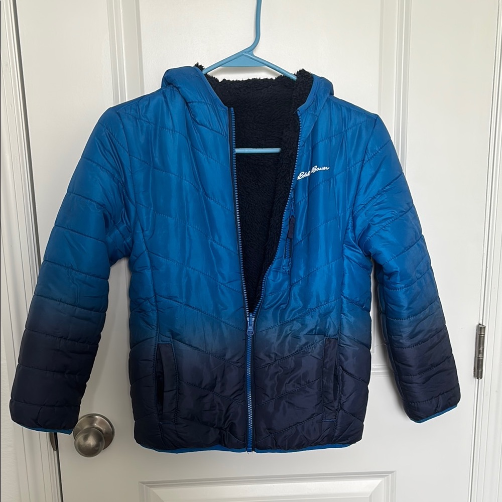 Eddie Bauer Blue Puffer Jacket with Hood